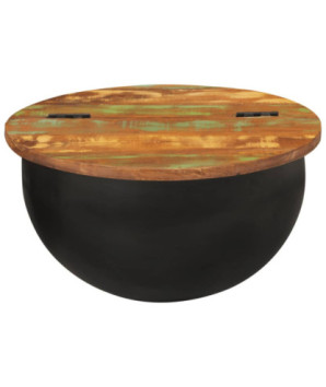 Măsuță de cafea, negru, 50x27 cm, lemn reciclat - WOODBB811