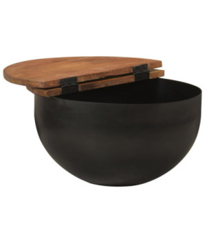 Măsuță de cafea, negru, 50x27 cm, lemn reciclat - WOODBB811