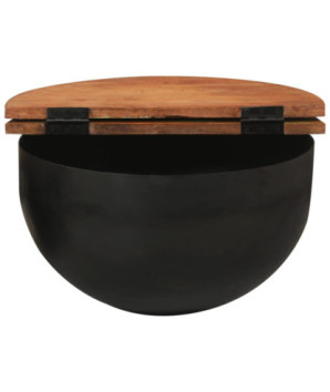 Măsuță de cafea, negru, 50x27 cm, lemn reciclat - WOODBB811