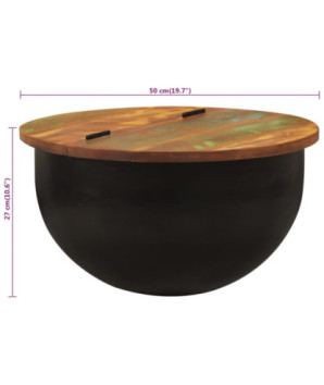 Măsuță de cafea, negru, 50x27 cm, lemn reciclat - WOODBB811
