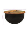 Măsuță de cafea, negru, 50x27 cm, lemn reciclat - WOODBB811
