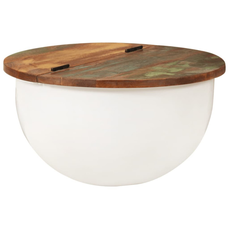Măsuță de cafea, alb, 50x27 cm, lemn reciclat - WOODBB821