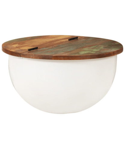 Măsuță de cafea, alb, 50x27 cm, lemn reciclat - WOODBB821
