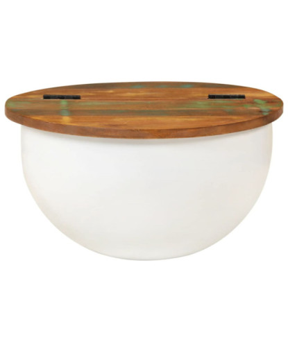 Măsuță de cafea, alb, 50x27 cm, lemn reciclat - WOODBB821