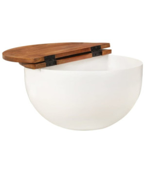 Măsuță de cafea, alb, 50x27 cm, lemn reciclat - WOODBB821