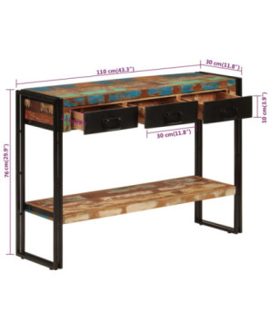 Masă consolă, 110x30x76 cm, lemn reciclat, cu aspect antichizat - WOODBB100