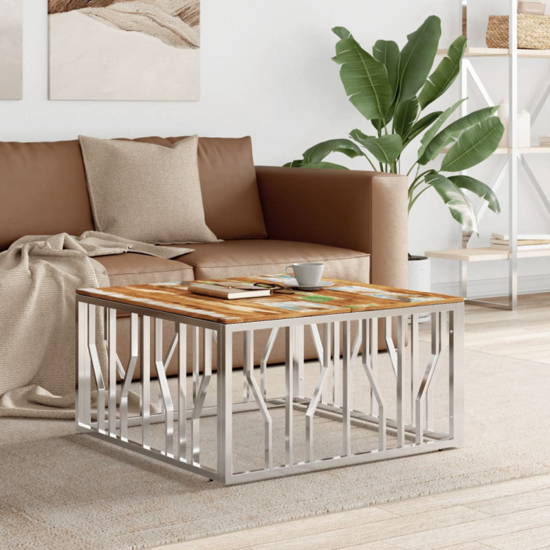 Măsuță cafea modernă, din lemn masiv reciclat, pătrată, 80 x 80 x 40 cm, handmade Măsuță cafea modernă, din lemn masiv reciclat, pătrată, 80 x 80 x 40 cm, handmade
