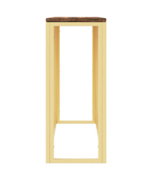 Consolă, auriu, oțel inoxidabil și lemn reciclat - WOODBB106