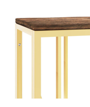 Consolă, auriu, oțel inoxidabil și lemn reciclat - WOODBB106