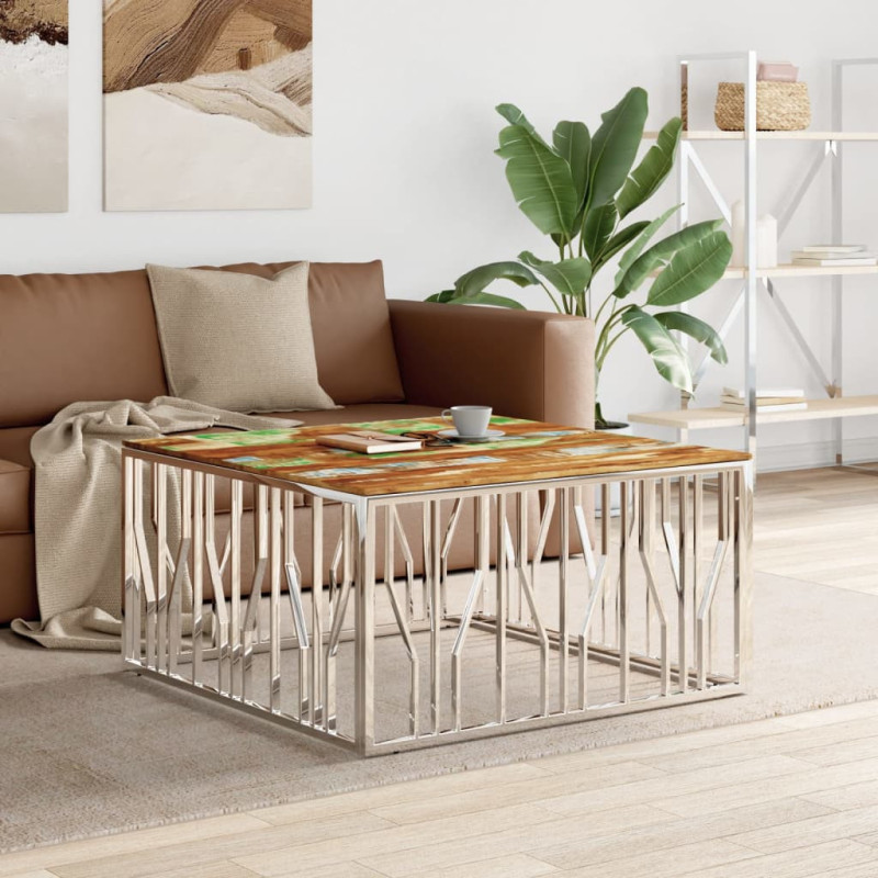 Măsuță cafea modernă, din lemn masiv reciclat, pătrată, 100x100x50 cm, handmade Măsuță cafea modernă, din lemn masiv reciclat, pătrată, 100x100x50 cm, handmade