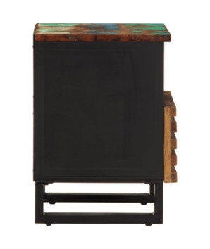 Noptieră, aspect industrial, din lemn masiv reciclat, cu 1 sertar și 1 compartiment, 40x33x46 cm, handmade