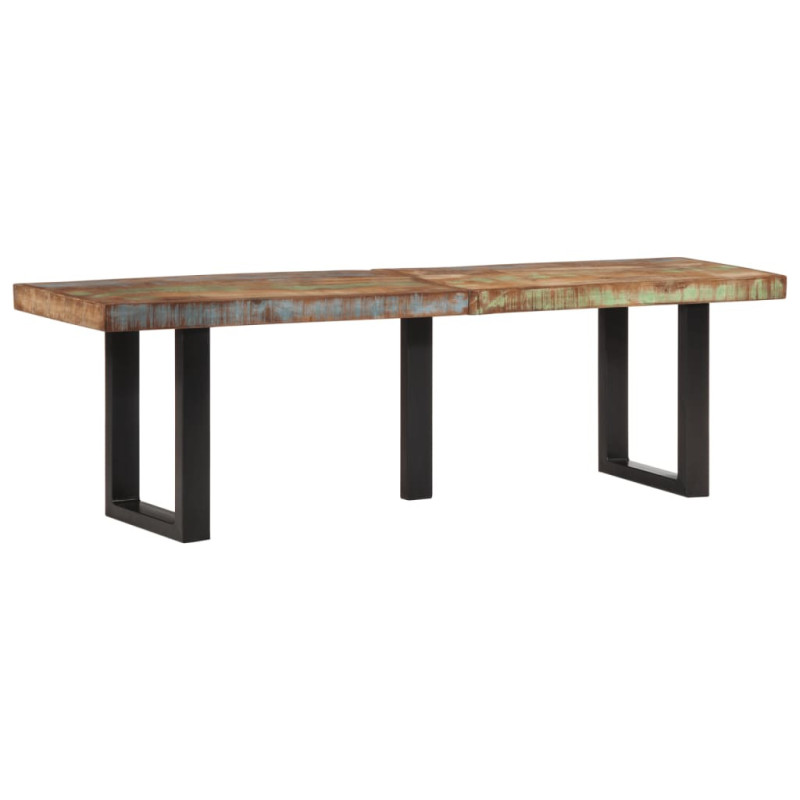 Bancă, 160 cm, lemn reciclat și oțel, cu aspect industrial - WOODBB937