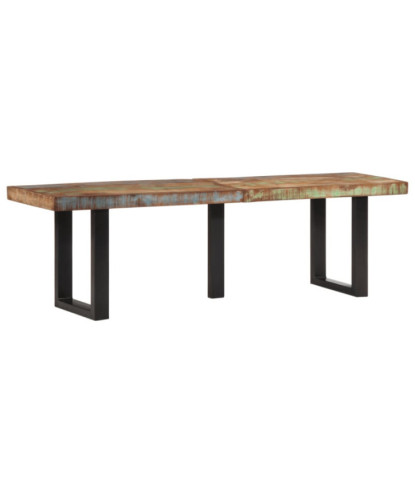 Bancă, 160 cm, lemn reciclat și oțel, cu aspect industrial - WOODBB937