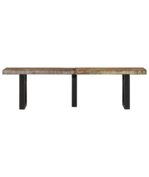 Bancă, 160 cm, lemn reciclat și oțel, cu aspect industrial - WOODBB937