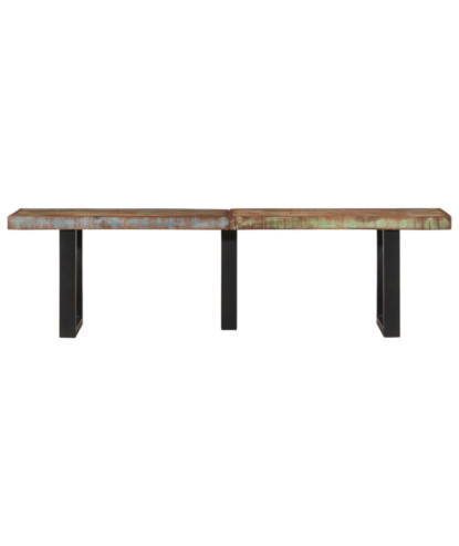 Bancă, 160 cm, lemn reciclat și oțel, cu aspect industrial - WOODBB937