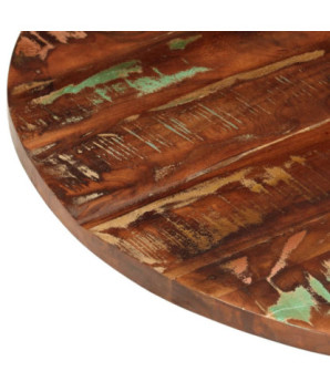 Blat masă rustic din lemn masiv reciclat, rotundă, 80 x 1,5 cm, handmade
