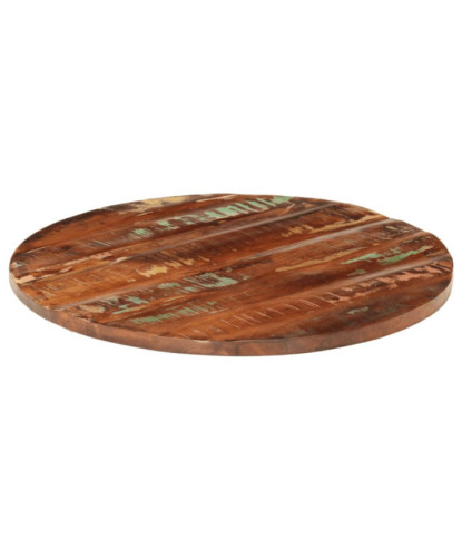 Blat masă rustic din lemn masiv reciclat, rotundă, 90 x 3,8 cm, handmade