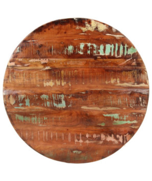 Blat masă rustic din lemn masiv reciclat, rotundă, 70 x 2,5 cm, handmade