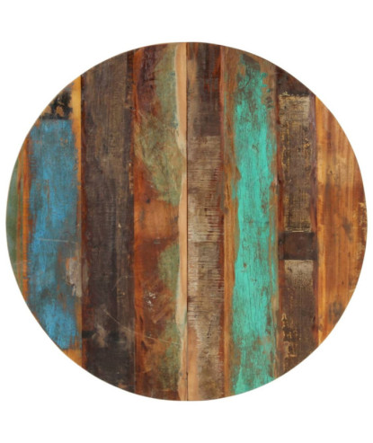 Blat masă rustic din lemn masiv reciclat, rotundă, 80 cm