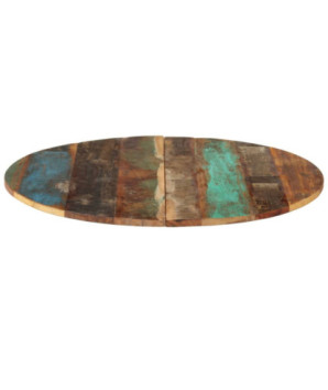 Blat masă rustic din lemn masiv reciclat, rotundă, 80 cm