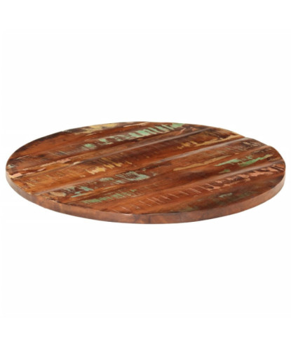 Blat masă rustic din lemn masiv reciclat, rotundă, 70 x 3,8 cm, handmade