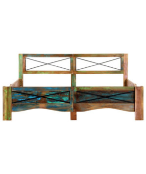 Cadru de pat, 160 x 200 cm, lemn reciclat, cu aspect antichizat - WOODBB116