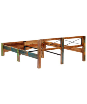 Cadru de pat, 160 x 200 cm, lemn reciclat, cu aspect antichizat - WOODBB116