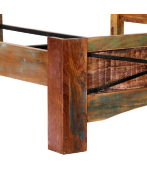 Cadru de pat, 160 x 200 cm, lemn reciclat, cu aspect antichizat - WOODBB116