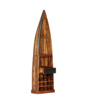 Dulap de vinuri, 50 x 40 x 180 cm, lemn reciclat, cu aspect vintage - WOODBB994