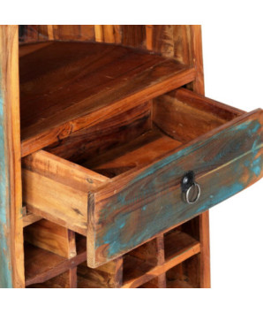 Dulap de vinuri, 50 x 40 x 180 cm, lemn reciclat, cu aspect vintage - WOODBB994