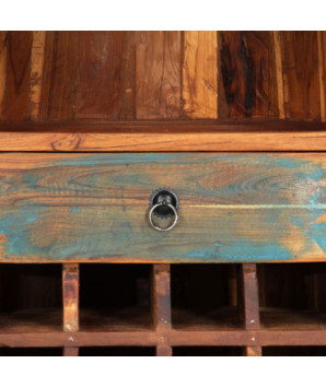 Dulap de vinuri, 50 x 40 x 180 cm, lemn reciclat, cu aspect vintage - WOODBB994