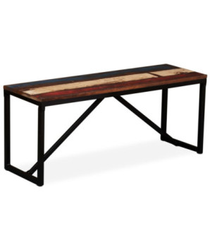 Bancă, 110 x 35 x 45 cm, lemn reciclat, cu aspect vintage - WOODBB118