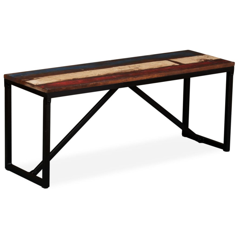 Bancă, 110 x 35 x 45 cm, lemn reciclat, cu aspect vintage - WOODBB118
