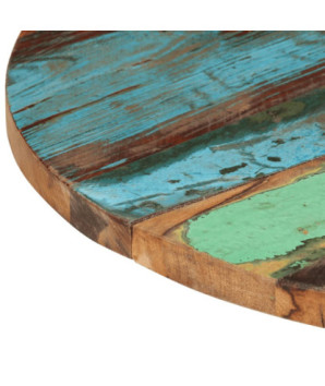 Blat masă rustic din lemn masiv reciclat, rotundă, 60 cm