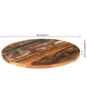 Blat masă rustic din lemn masiv reciclat, rotundă, 60 cm