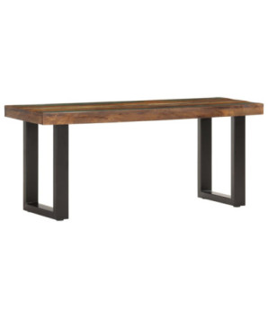 Bancă, 110 cm, lemn reciclat și oțel, cu aspect industrial - WOODBB122