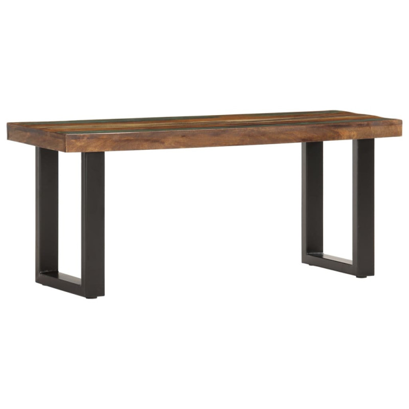 Bancă, 110 cm, lemn reciclat și oțel, cu aspect industrial - WOODBB122 Bancă, 110 cm, lemn reciclat și oțel, cu aspect industrial - WOODBB122