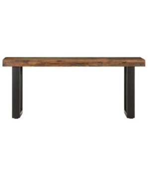Bancă, 110 cm, lemn reciclat și oțel, cu aspect industrial - WOODBB122