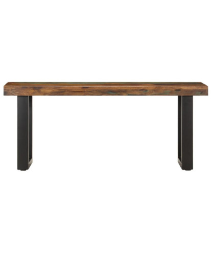 Bancă, 110 cm, lemn reciclat și oțel, cu aspect industrial - WOODBB122