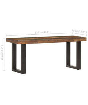Bancă, 110 cm, lemn reciclat și oțel, cu aspect industrial - WOODBB122