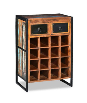 Suport de vin pentru 16 sticle, lemn reciclat, cu aspect industrial - WOODBB123