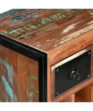 Suport de vin pentru 16 sticle, lemn reciclat, cu aspect industrial - WOODBB123
