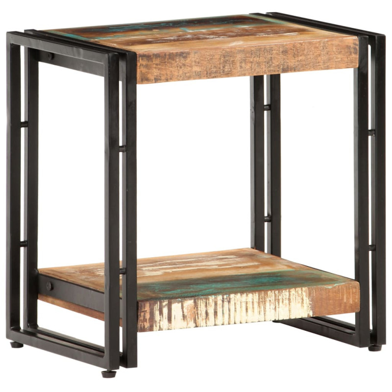 Masă laterală, 40x30x40 cm, lemn reciclat, cu aspect industrial - WOODBB125 Masă laterală, 40x30x40 cm, lemn reciclat, cu aspect industrial - WOODBB125