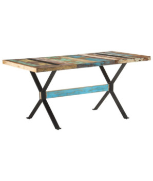 Masă de bucătărie, 160x80x76 cm, lemn reciclat, cu aspect industrial - WOODBB126