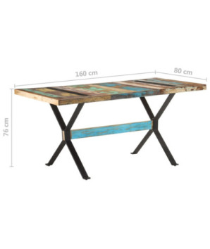 Masă de bucătărie, 160x80x76 cm, lemn reciclat, cu aspect industrial - WOODBB126