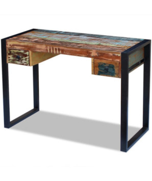 Masă birou vintage, din lemn masiv reciclat, cu 2 sertare, handmade