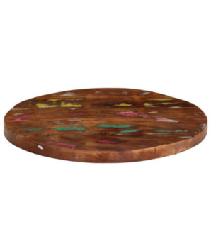 Blat masă rustic din lemn masiv reciclat, rotundă, 40 x 1,5 cm, handmade