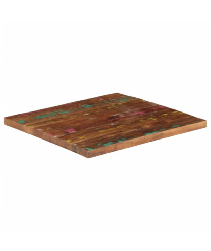 Blat masă rustic din lemn masiv reciclat, pătrată, 70x70x1,5 cm, handmade
