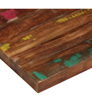 Blat masă rustic din lemn masiv reciclat, pătrată, 70x70x1,5 cm, handmade