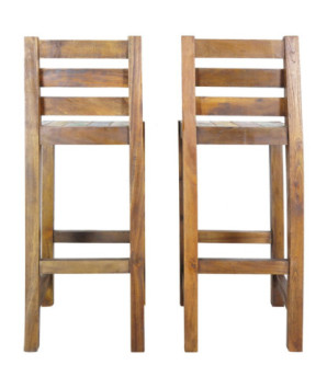 Scaune bar/bucătărie multicolor vintage, din lemn masiv reciclat, fără spătar, 2 buc., handmade